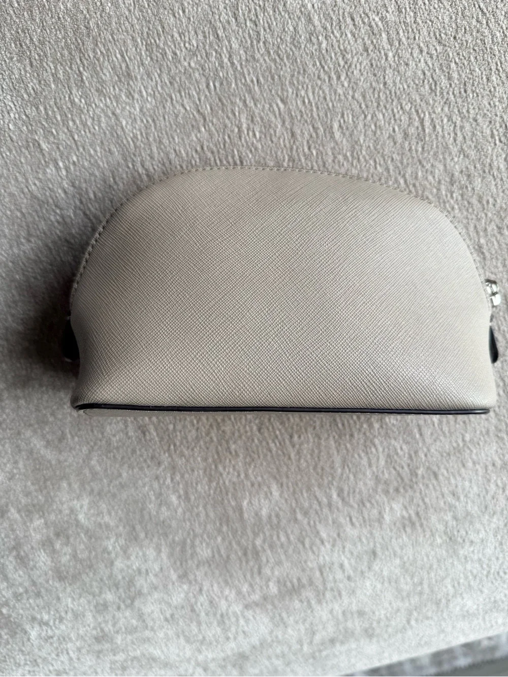 Tory Burch Gray Saffiano Leather Dome Cosmetic Pouch